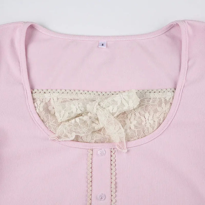 Y2k Fairy Bow Lace Knitted Top fashionnsio