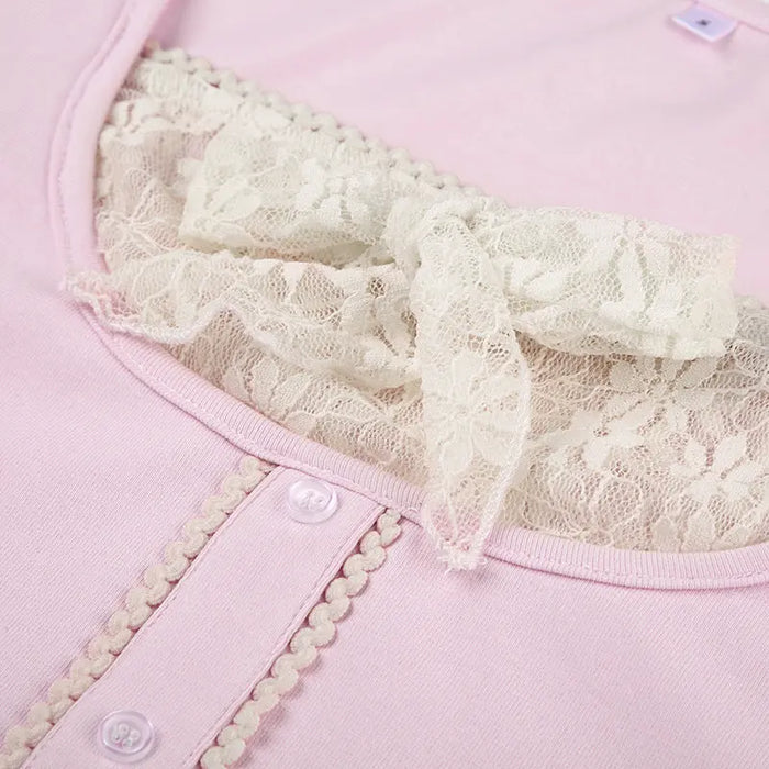 Y2k Fairy Bow Lace Knitted Top fashionnsio