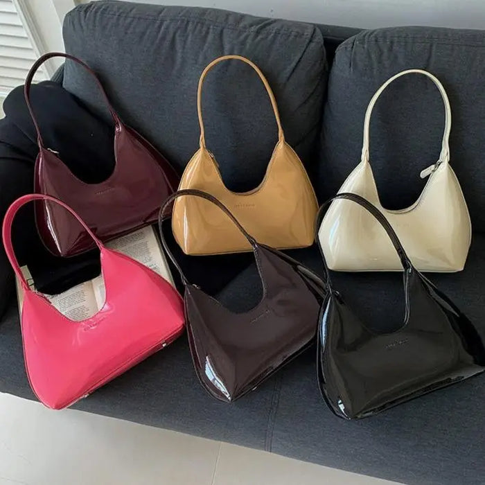 Y2k Metallic Half Moon Shoulder Bags fashionnsio