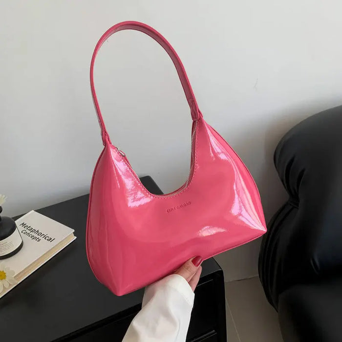 Y2k Metallic Half Moon Shoulder Bags fashionnsio