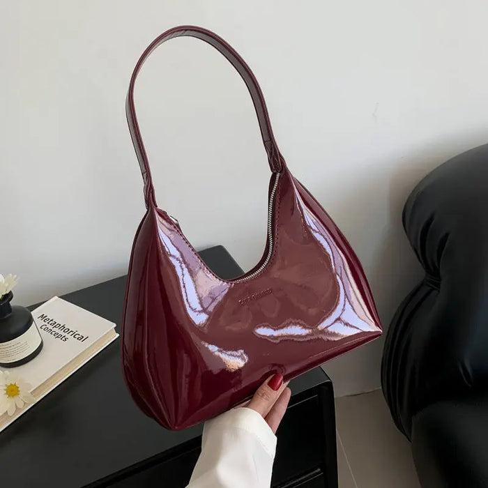 Y2k Metallic Half Moon Shoulder Bags fashionnsio