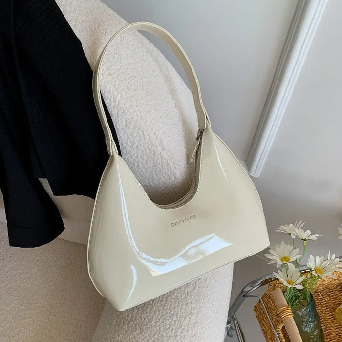 Y2k Metallic Half Moon Shoulder Bags fashionnsio