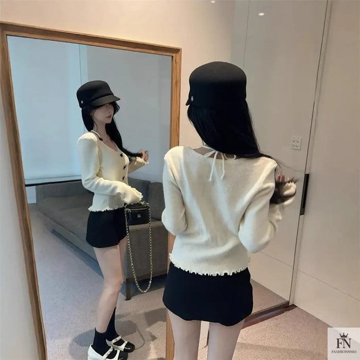Y2K Patchwork Halter Bow Top - Fashionnsio