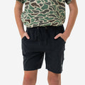 Youth Athletic Short - Heather Black - Retro Duck Camo Liner