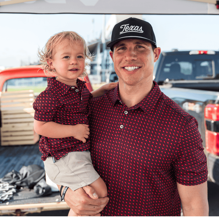 Youth Performance Polo - Texas - Black & Red