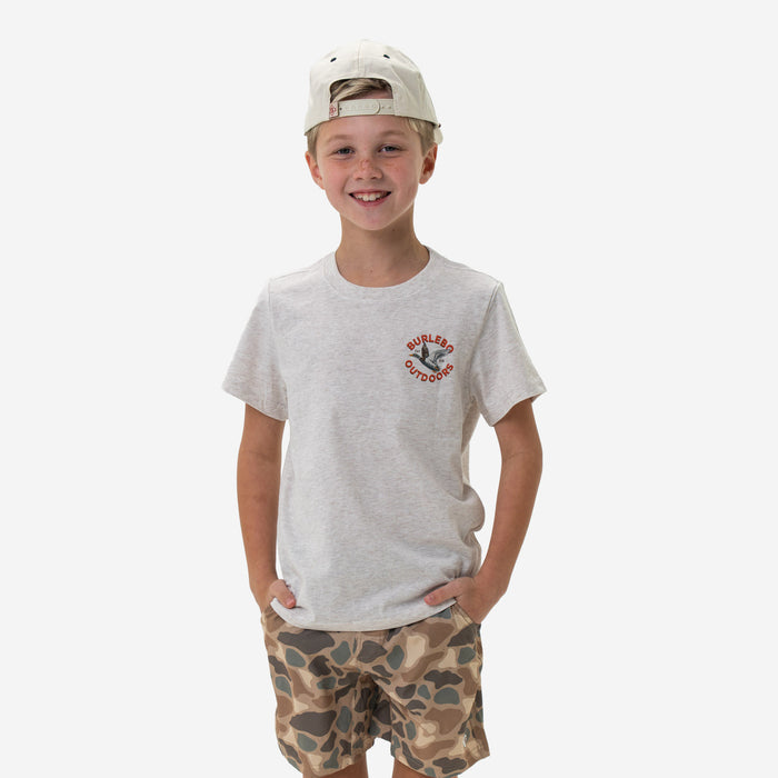 Youth Short Sleeve Tee - Old School Duck Hunt - Heather Oatmeal