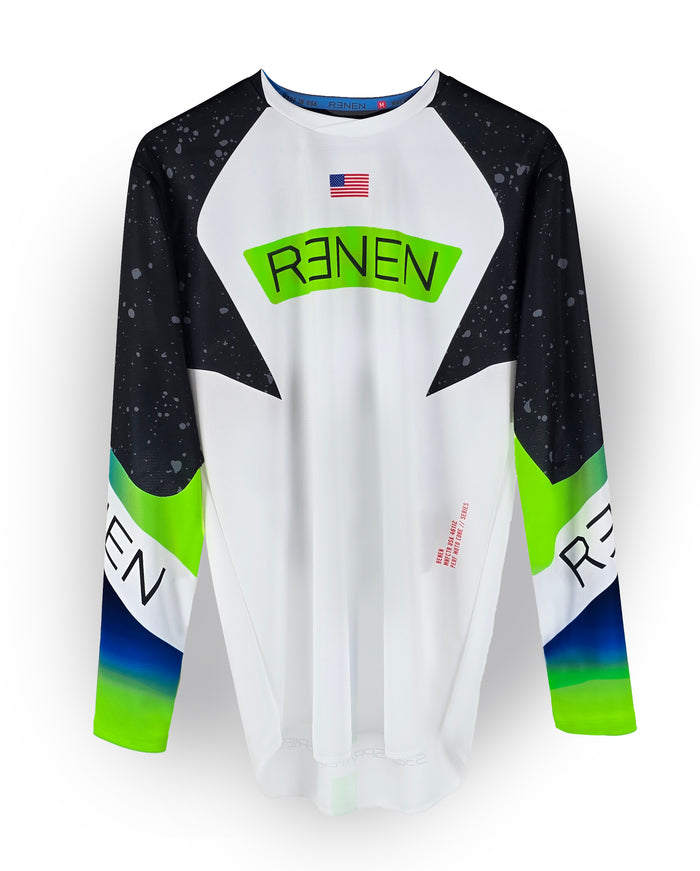 YOUTH "SPRAYED" jersey - White/Neon/Blue