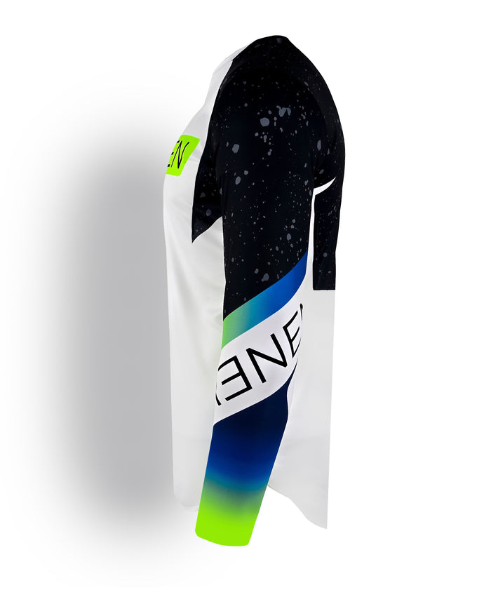 YOUTH "SPRAYED" jersey - White/Neon/Blue