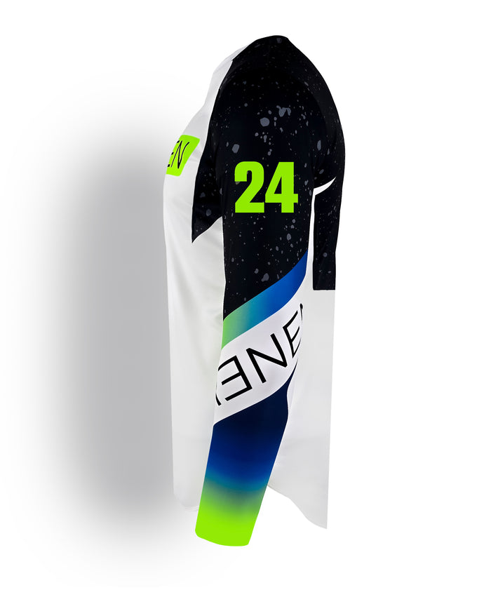 YOUTH "SPRAYED" jersey - White/Neon/Blue
