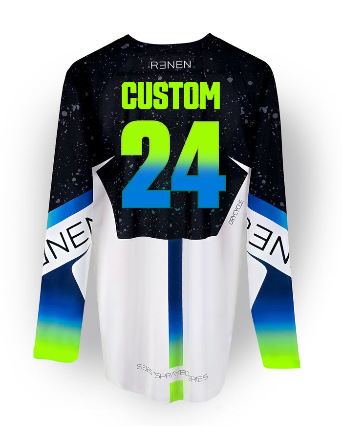 YOUTH "SPRAYED" jersey - White/Neon/Blue