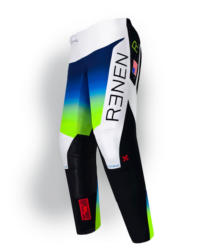 YOUTH "SPRAYED" RACEPANT - White/Neon/Blue