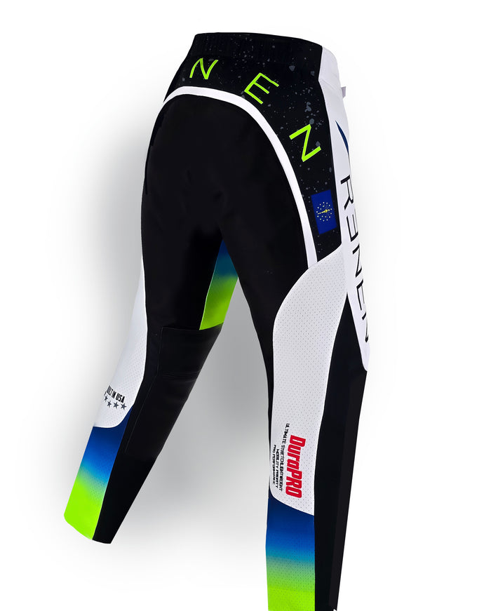 YOUTH "SPRAYED" RACEPANT - White/Neon/Blue